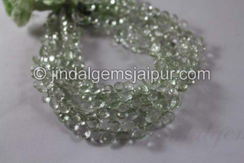Green Amethyst Faceted Heart Shape Beads